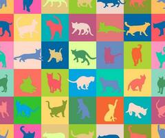 Seamless colourful cat in square wallpaper background vector