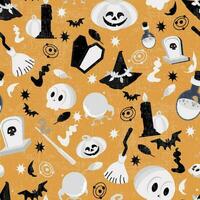 seamless Halloween Night Patterns Wallpaper Background - Scary Night vector