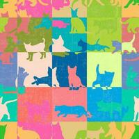Seamless colourful cat in square wallpaper background vector