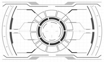 HUD sci-fi interface screen monochrome view design virtual reality futuristic technology display vector illustration.