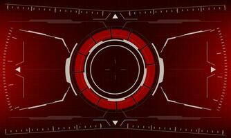 HUD sci-fi interface red screen view design virtual reality futuristic technology display vector