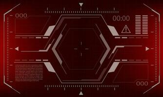 HUD sci-fi interface screen view red danger design virtual reality futuristic technology display vector