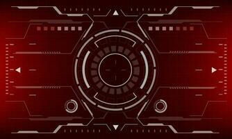 HUD sci-fi interface red screen view design virtual reality futuristic technology display vector