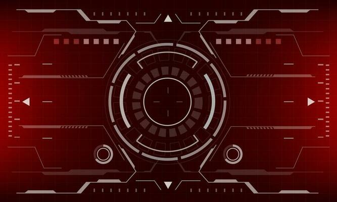 HUD sci-fi interface red screen view design virtual reality futuristic technology display vector