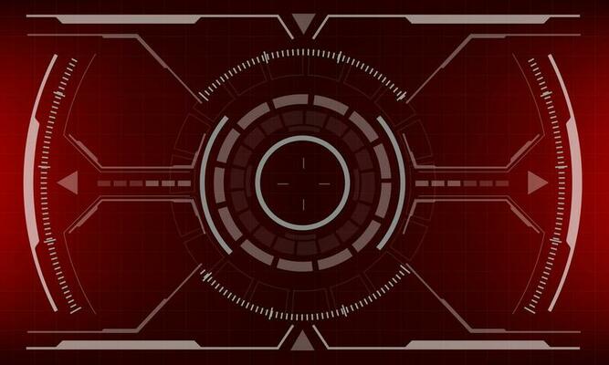 HUD sci-fi interface red screen view design virtual reality futuristic technology display vector