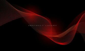 Abstract red line geometric curve on black design premium luxury exclusive background vector