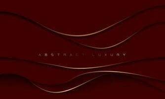 Abstract red dark gold line geometric curve design premium luxury exclusive background vector