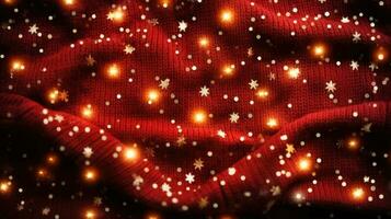 Vibrant holiday-themed sweater texture with twinkling lights photo