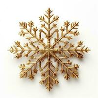 Glittering Christmas tree snowflake isolated on white background photo