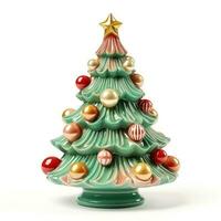 Nostalgic Christmas tree vintage toy ornament isolated on white background photo