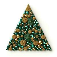 Glittery Christmas tree sequins isolated on white background photo