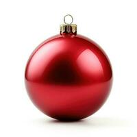 Red Christmas tree bauble isolated on white background photo