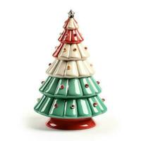 Nostalgic Christmas tree vintage toy ornament isolated on white background photo