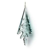 Delicate Christmas tree glass icicle isolated on white background photo