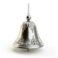 Silver Christmas tree bell isolated on white background photo