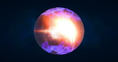 resumen pelota esfera planeta iridiscente energía transparente vaso magia con energía olas en el núcleo resumen antecedentes foto