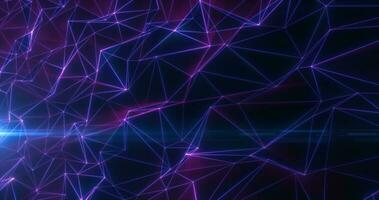 Abstract purple lines and triangles glowing high tech digital energy abstract background photo