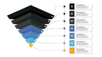 3d pirámide jerarquía infografía modelo diseño con 7 7 capas vector