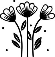 Flowers, Black and White Vector illustration