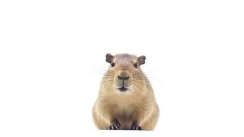 Photo of a capybara on white background. Generative AI