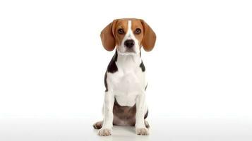 foto de un beagle en blanco antecedentes. generativo ai