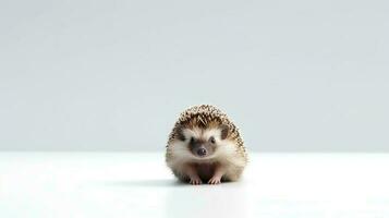 Photo of a hedgehog on white background. Generative AI