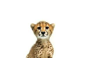 Photo of a cheetah on white background. Generative AI