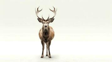 foto de un ciervo en blanco antecedentes. generativo ai