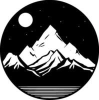 montañas - negro y blanco aislado icono - vector ilustración