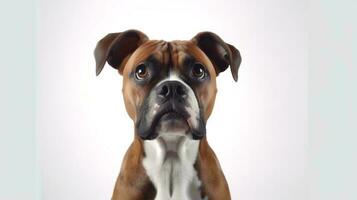 Photo of a Boxer dog on white background. Generative AI