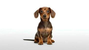 Photo of a dachshund on white background. Generative AI