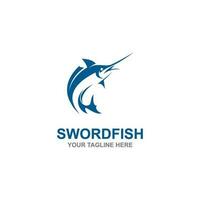 Swordfish Logo isolated on dark blue background. Design swordfish for logo, Simple and clean flat design of the swordfish logo template. Suitable for your design need, logo, illustration, animation, vector