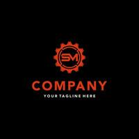 Initial letter SM with gear in concept  design. Symbol graphic template element, suitable for your design need, logo, illustration, animation, etc. vector