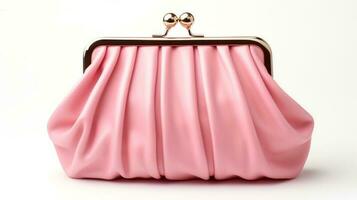 Photo of Cute pink clutch isolated on white background