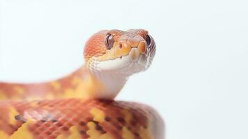 Photo of a corn snake on white background. Generative AI