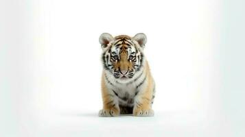 Photo of a tiger on white background. Generative AI