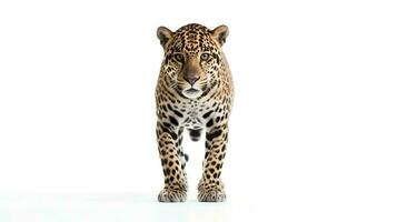 Photo of a jaguar on white background. Generative AI