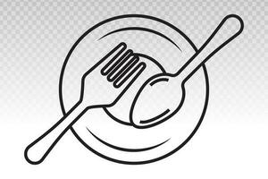 Dining vector flat icon with plate and cutlery or with spoon and fork