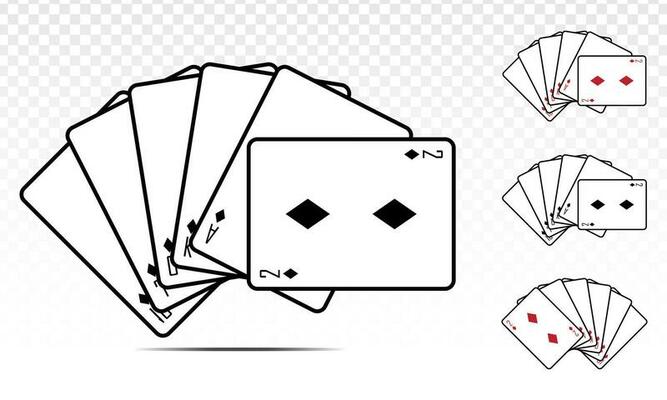 Straight flush diamond poker card. Flat vector icon for casino apps and websites