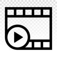 vídeo o película acortar jugar línea Arte icono para aplicaciones y sitios web vector
