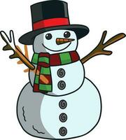 Smiling Snowman with black hat vector