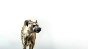 Photo of a hyena on white background. Generative AI