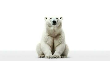 foto de un nudo el polar oso en blanco antecedentes. generativo ai