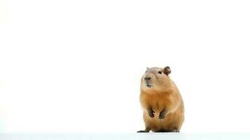 Photo of a capybara on white background. Generative AI