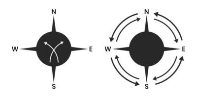 Compass pointer icon with white background, Direction, map navigation symbol. vector