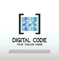 Digital code logo with pixel concept. Barcode. technology icon -vector vector