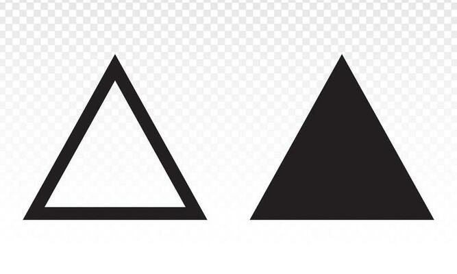 Up arrow triangle or pyramid line art vector icon for apps and websites.