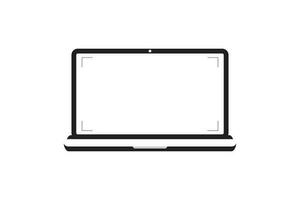 Laptop with blank screen. Notebook white screen template. Computer display on white background. vector