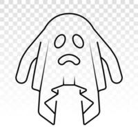 Sad ghost or phantom apparition - line art vector icon for apps and websites
