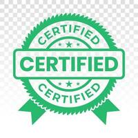 green certified stamp or label flat vector icon for apps or website